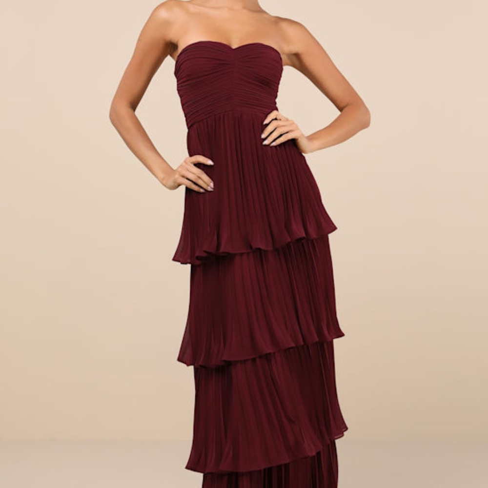 Lulus Seriously Sensational Plum Purple Strapless Tiered Maxi Dress - Size XL